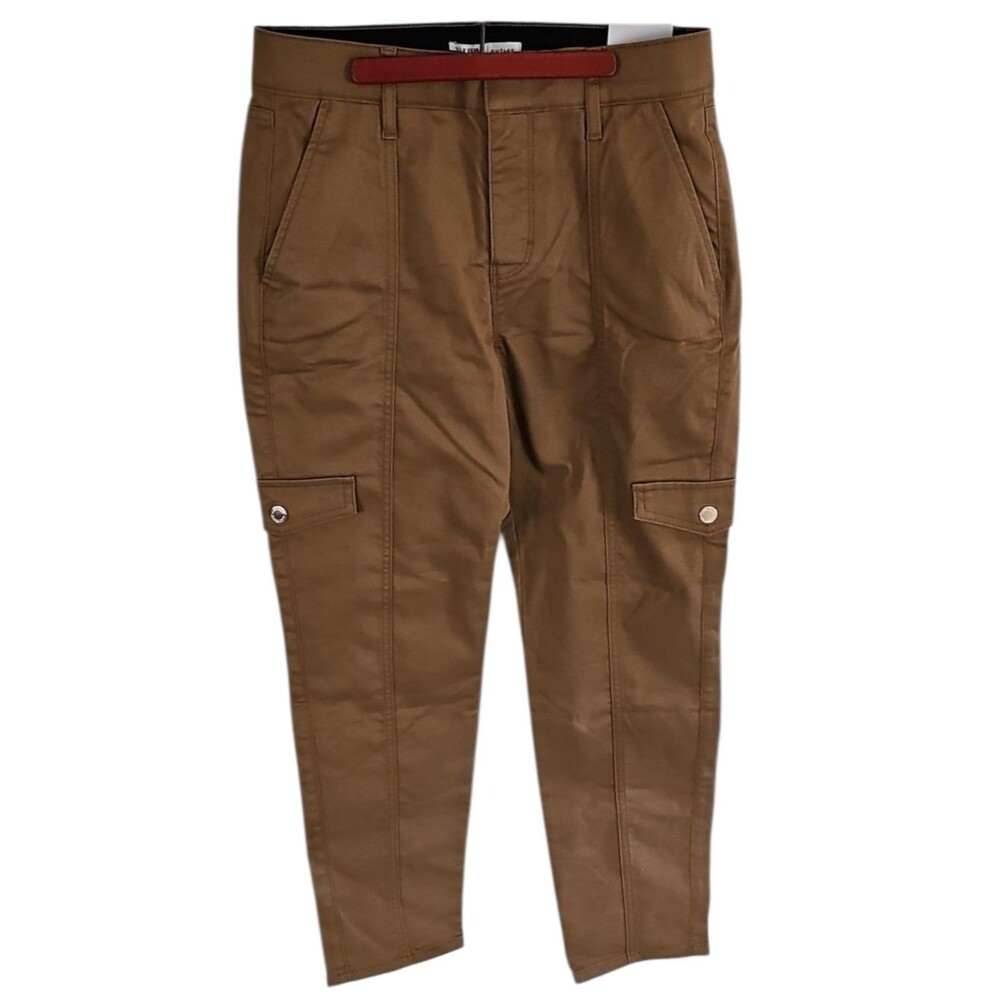 NWT WHBM Stretch Utility Cargo Pants Size 2 Brown Slim Fit Ankle Pockets